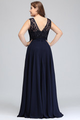 Evening Dress Plus size Sleeveleless Lace Chiffon evening dresses long 2018 Cheap Party Dresses Formal Gown vestido de festa