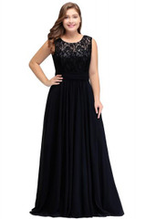 Evening Dress Plus size Sleeveleless Lace Chiffon evening dresses long 2018 Cheap Party Dresses Formal Gown vestido de festa