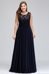 Evening Dress Plus size Sleeveleless Lace Chiffon evening dresses long 2018 Cheap Party Dresses Formal Gown vestido de festa