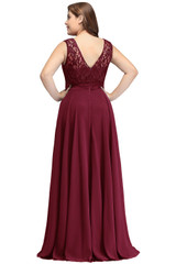 Evening Dress Plus size Sleeveleless Lace Chiffon evening dresses long 2018 Cheap Party Dresses Formal Gown vestido de festa