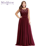 Evening Dress Plus size Sleeveleless Lace Chiffon evening dresses long 2018 Cheap Party Dresses Formal Gown vestido de festa