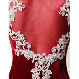 Evening Dress 2017 SoDigne Vintage Burgundy Velour Sheer Neck Slim Mermaid Prom Dress Appliques Party Gown Vestidos De Gala