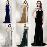 Evening Dress 2017 SoDigne Vintage Burgundy Velour Sheer Neck Slim Mermaid Prom Dress Appliques Party Gown Vestidos De Gala