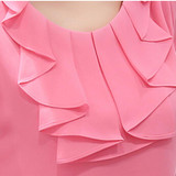 EveingAsky Office Women Shirts Blouses White Pink Purple Elegant Ladies Chiffon Blouse Short Sleeve Womens Tops Chemise Femme