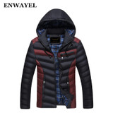 ENWAYEL Autumn Winter Fashion Hood Padded Quilted Headset Men Jacket Coat Warm Male Jackets Parka Hooded Casual Wadded Outerwear