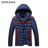 ENWAYEL Autumn Winter Fashion Hood Padded Quilted Headset Men Jacket Coat Warm Male Jackets Parka Hooded Casual Wadded Outerwear