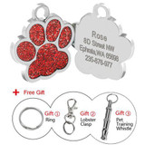 Engraved Pet Dog Tags Custom Cat ID Name Tags for Pets Personalized Paw Bone Shape FREE Gift S L