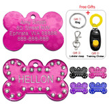 Engraved Pet Dog Tags Custom Cat ID Name Tags for Pets Personalized Paw Bone Shape FREE Gift S L