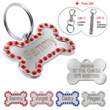 Engraved Pet Dog Tags Custom Cat ID Name Tags for Pets Personalized Paw Bone Shape FREE Gift S L