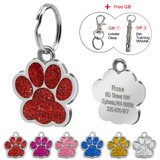 Engraved Pet Dog Tags Custom Cat ID Name Tags for Pets Personalized Paw Bone Shape FREE Gift S L