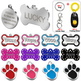 Engraved Pet Dog Tags Custom Cat ID Name Tags for Pets Personalized Paw Bone Shape FREE Gift S L