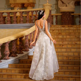 Gray Prom Dresses 2018 for Women V-neck Appliques Beading Sexy Backless Formal Evening Lace Long Dress Party Gowns Plus Size
