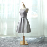 Gray Lace Plus Size Cocktail Dress Knee-length Elegant Satin Cocktail Dress robe de cocktail Party Dresses cocktail mekko