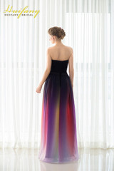 Gradient Prom Dresses Sweetheart Chiffon Ruched Long Omre Evening Party Dresses Colorful Graduation Party Gowns robe de soiree