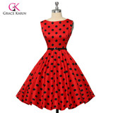 Grace Karin Womens Cocktail Dresses Summer style Floral Print Retro Vintage 50s Casual Party Rockabilly Dress Vestidos Femininos