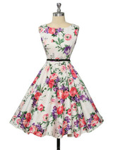 Grace Karin Womens Cocktail Dresses Summer style Floral Print Retro Vintage 50s Casual Party Rockabilly Dress Vestidos Femininos