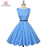 Grace Karin Womens Cocktail Dresses Summer style Floral Print Retro Vintage 50s Casual Party Rockabilly Dress Vestidos Femininos