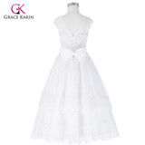 Grace Karin White Lace Flower Girl Dresses for Wedding Tulle Princess Party Birthday Baby Girls Dresses Communion Ball Gown