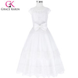 Grace Karin White Lace Flower Girl Dresses for Wedding Tulle Princess Party Birthday Baby Girls Dresses Communion Ball Gown
