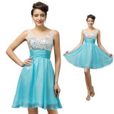 Grace Karin White Blue Sexy Backless Short Cocktail Dresses Beading Sequin School Party Gown robe de cocktail Sexy CL7507