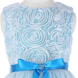 Grace Karin Tulle Netting Rosette Flower Girl Dresses Long Blue Princess Kids Children Wedding Formal Pageant Party Dress
