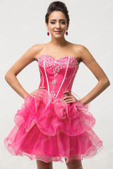 Grace Karin Sweetheart Beaded and Sequins Organza Prom Dresses Black Sky Blue Deep Pink Sexy Ball Gown Party Dress H007587