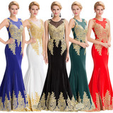 Grace Karin Sleeveless Mermaid Peacock Emerald Green Bridesmaid Dress Appliques Wedding Party Gown 2017 Flannelette Formal Dress