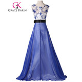 Grace Karin Sleeveless Blue Long Evening Dresses 2017 Abendkleider Sexy Lace Sequins Beading Party Evening Gown for Dinner Night Grace Karin Sleeveless Blue Long Evening Dresses 2017 Abendkleider Sexy Lace Sequins Beading Party Evening Gown for Dinner Night