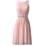 Grace Karin Short Prom Dresses Pink Chiffon Lace Up Sleeveless Knee Length Formal Gowns Summer Pretty Wedding Party Dress Prom