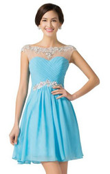 Grace Karin Short Prom Dresses 2017 Knee Length  Blue Violet Purple Dance Sexy Homecoming Gown Beading Chiffon Prom Dress 2017