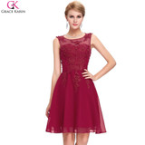 Grace Karin Short Prom Dresses Pink Purple Black Green Vestidos Chiffon Sleeveless Elegant Formal Gowns Wedding Party Dress Prom