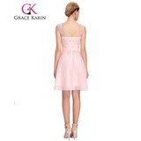 Grace Karin Short Prom Dress 2017 O Neck Sexy Chiffon Sleeveless Knee Length Junior School Prom Gown Special Occasion Dresses