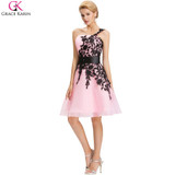 Grace Karin Short Cocktail Dress White Blue Pink Black Lace Knee Length One Shoulder Formal Gowns Pretty Cocktail Party Dresses