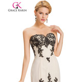 Grace Karin Robe De Soiree Courte Lace Evening Dress Beige Red Chiffon Long Short Front Long Back Evening Dresses Gowns 2017