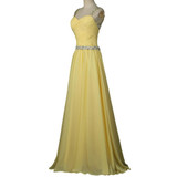 Grace Karin Real Picture 2017 Long Evening Dress Yellow Chiffon Evening Gowns Formal Elegant Dinner Prom Special Occasion Dress