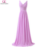 Grace Karin Prom Dresses V Neck Chiffon Purple Green Special Occasion Dresses Formal Gowns Elegant Long Wedding Party Dress Prom