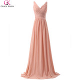 Grace Karin Prom Dresses V Neck Chiffon Purple Green Special Occasion Dresses Formal Gowns Elegant Long Wedding Party Dress Prom