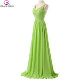 Grace Karin Prom Dresses V Neck Chiffon Purple Green Special Occasion Dresses Formal Gowns Elegant Long Wedding Party Dress Prom