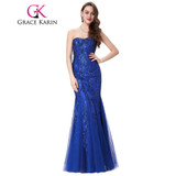 Grace Karin Prom Dress Long 2017 Royal Blue Mermaid Evening Gowns Sweetheart Sexy Strapless Ballkleider Lang Tulle Prom Dresses Grace Karin Prom Dress Long 2017 Royal Blue Mermaid Evening Gowns Sweetheart Sexy Strapless Ballkleider Lang Tulle Prom Dresses