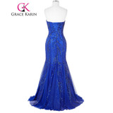 Grace Karin Prom Dress Long 2017 Royal Blue Mermaid Evening Gowns Sweetheart Sexy Strapless Ballkleider Lang Tulle Prom Dresses Grace Karin Prom Dress Long 2017 Royal Blue Mermaid Evening Gowns Sweetheart Sexy Strapless Ballkleider Lang Tulle Prom Dresses