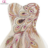 Grace Karin Peacock Cocktail Dresses Tulle Applique Strapless Black Wedding Party Formal Gowns Special Occasion Dress Graduation