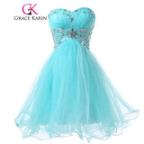 Grace Karin Pale Turquoise Prom Dresses Ball Gown Sexy Short Party Gowns Sweetheart Beading Birthday Special Occasion Dress 2017