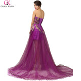 Grace Karin Peacock Evening Dresses Long 2017 Purple Feather Dress Formal Mermaid Evening Gowns Women Prom Party Dresses 6165