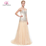 Grace Karin Mermaid Tulle Evening Dress Long 2017 New Arrival Formal Party Gown Sequin Beaded Sleeveless V Neck Evening Dresses Grace Karin Mermaid Tulle Evening Dress Long 2017 New Arrival Formal Party Gown Sequin Beaded Sleeveless V Neck Evening Dresses