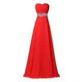 Grace Karin Long Prom Dresses Strapless Chiffon Beads Elegant Formal Gowns Royal Blue Red Wedding Party Special Occasion Dresses