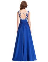 Grace Karin Long Prom Dresses 2017 new arrival bead sequin sleeveless Abendkleider royal blue special occasion dress party gown