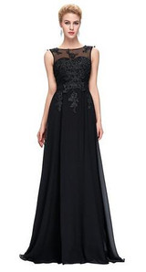 Grace Karin Long Evening Dress Sleeveless Formal Prom Gown Blue Red Black Beading Chiffon Special Occasion Evening Dresses 2017