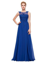 Grace Karin Long Elegant Prom Dresses Chiffon Applique Beaded Sleeveless Formal Gowns Special Occasion Dresses For Wedding Party