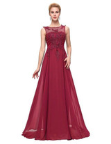 Grace Karin Long Elegant Prom Dresses Chiffon Applique Beaded Sleeveless Formal Gowns Special Occasion Dresses For Wedding Party