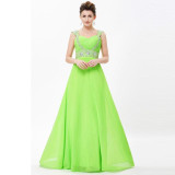 Grace Karin Long Evening Dress 2017 Beaded Chiffon Elegant Evening Prom Dresses Wedding Party Special Occasion Dresses Summer